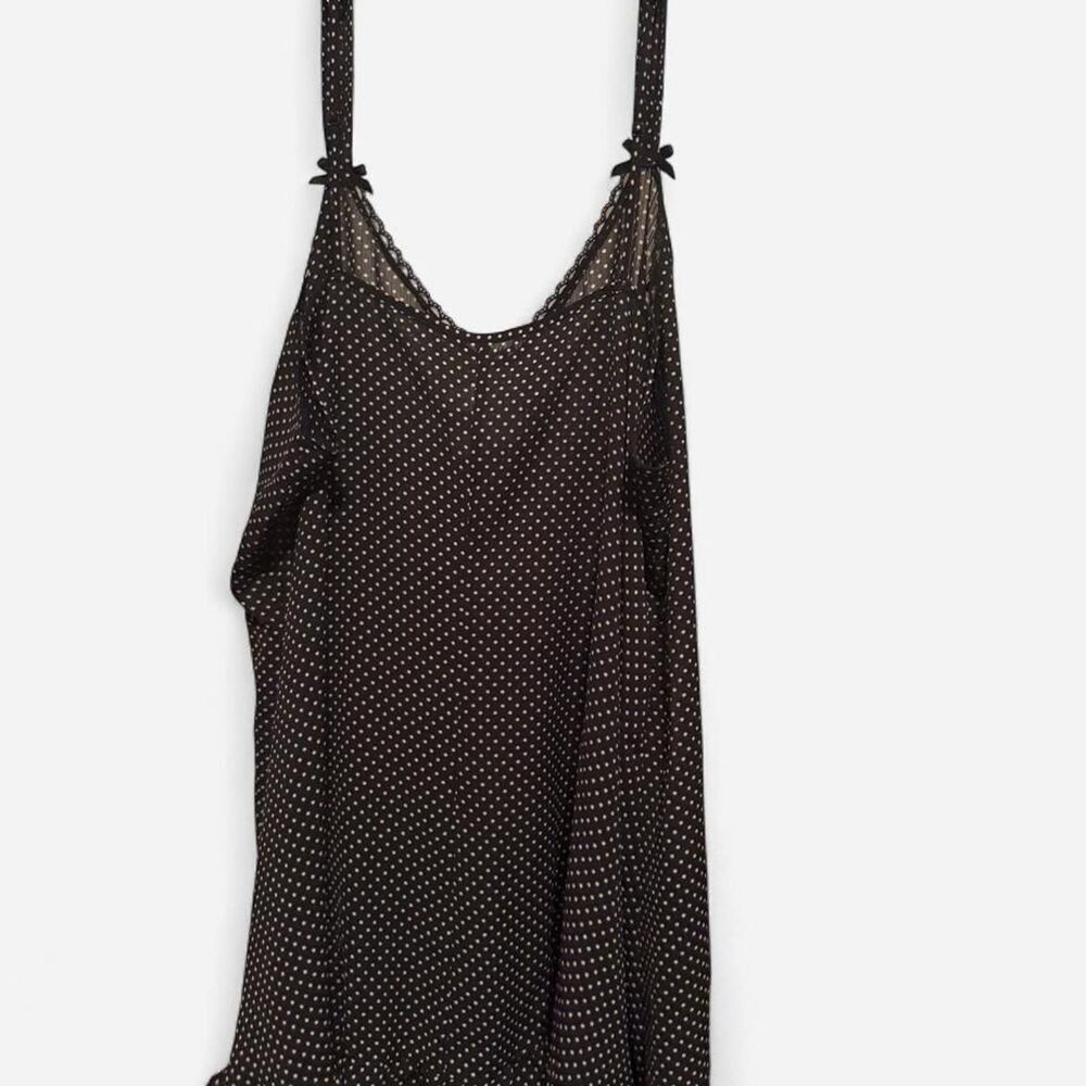 Vintage Style Sheer Black & White Polka Dot Ruffle Slip Dress - Plus Size 4XL - Picture 2 of 3